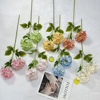 Nouveau produit transfrontalier : Décoration de table en fleurs d'hortensia artificielles 3D en soie à 2 têtes, pour mariage, maison, hôtel, fleurs séchées artificielles