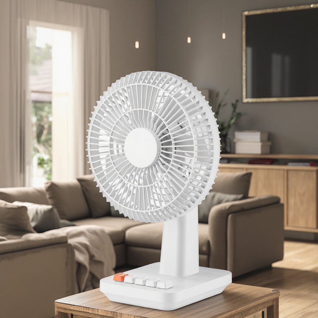 Portable Plastic Electric Table Fan For Home Bedroom Dorm Office Hotel Car Outdoor Use Battery-Powered Manual Operation Quiet