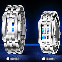 Binbond jam tangan Digital bisnis 0926 jam tangan elektronik biner biru bercahaya tahan air jam tangan pasangan Reloj Hombre