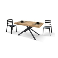 Tables de salle à manger rectangulaires au design moderne Table à rallonge en MDF Table à manger extensible avec pieds en métal