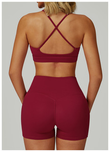Soutien-gorge de yoga pour <span class=keywords><strong>femme</strong></span> avec logo personnalisé, design dos croisé, sensation de nu, respirant, couleur unie, pour le vélo, la salle de sport, les sports, Conjuntos Para Mujeres - Product Image 2