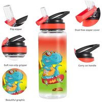 Bouteille d'eau réutilisable en plastique transparent sans BPA, écologique, avec couvercle à charnière, 500 ml, logo personnalisé, pour adultes, Bearf S038, cadeau pour l'école et les voyages