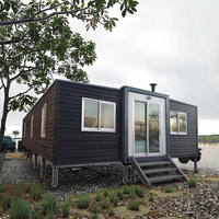 Villa mobile moderne en panneaux sandwich d'acier, 2 chambres, pour hôtel, extension de maison, cuisine, design pliable, étanche, modulaire et extensible