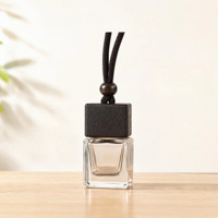 Bouteille diffuseur de parfum pour voiture en verre noir dégradé classique de 8 ml avec bouchon en bois noir, vide, pour huiles essentielles et désodorisant suspendu