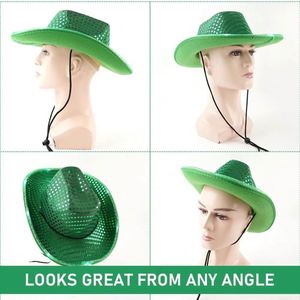 Custom Unisex PINK Led Jazz Light up <b>SEQUIN</b> Cowgirl Cowboy Hat Wholesale White Western Women Men Party HAT - Product Image 5