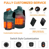 Fabricant OEM Veste de chauffage électrique unisexe pour hommes, rechargeable par USB, 2-4-9 zones de chauffage, gilet chauffant thermique long