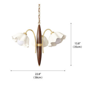 Lustre Nordique Rétro Français pour Salle à Manger et Cuisine, Métal, Bois, Céramique, Haute Qualité, Nouveau Design, Lustre en Céramique Fleur <span class=keywords><strong>Olina</strong></span> - Product Image 6