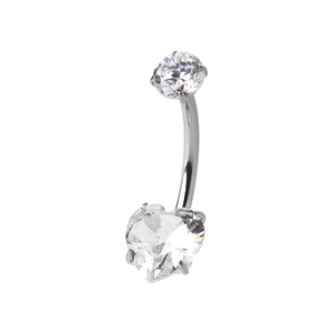Piercing de Ombligo Curvo de Acero Quirúrgico 316L Lotus con Rosca Interna y Circonita Cúbica AAAAA de 14G, en Stock - Product Image 1