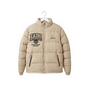 ZAINI 500 GSM Waterproof Windproof Polyester Puffer Jacket Pastel Multicolor Quilted Panel <b>Camouflage</b> Pattern Hooded Men's - Product Image 1