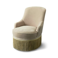 Fauteuil d'appoint en velours de designer, style nordique moderne et minimaliste, avec franges et pompons faits à la main, pour chambre à coucher