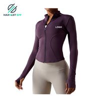 Veste de yoga pour femme à fermeture éclair intégrale, coupe ajustée, manches longues, design zippé, polyvalente pour la course à pied, le cyclisme, le fitness, l'amincissement et le Pilates