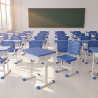 Ensemble de mobilier de classe : Chaise de bureau ergonomique réglable et table d'étude individuelle pour adulte