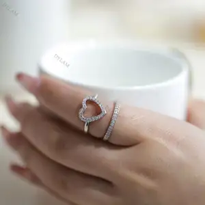 Dylam tıknaz gümüş yüzük kendi nişan yüzüğü çok ucuz özel moissanite basit benzersiz düğün setleri onun ve onun