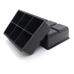 Bac à glaçons carré en silicone, 6 compartiments, grand format, pour mélanger le whisky, moule noir - Product Image 1