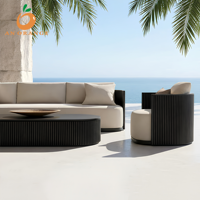 Ensemble de canapés de jardin en aluminium imperméable moderne pour villa, mobilier de patio durable, ensemble de canapés de luxe pour cour de villégiature