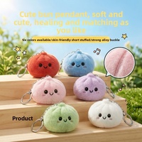 Nouveau jouet en peluche 3D anti-stress écologique, adorable porte-clés souple en forme de pain vapeur en fibre de polyester pour la réduction de la tension