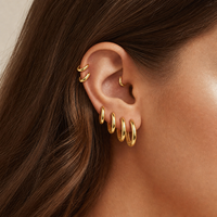 Boucles d'oreilles créoles géométriques minimalistes en argent sterling 925 vermeil Muweike pour femmes, bijoux fins