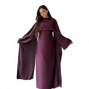 Vestido Abaya Informal Holgado para Mujer, con Cuentas, Manga Larga, Estilo Jalabiya Musulmana, para Eid y Ramadán, Transpirable y Ligero - Product Image 1