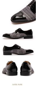 Fashion Lace-UP Anti-Slippery Men Dress Shoes Patent Leather Stitching Formal British Business Oxford Shoes - Product Image 6