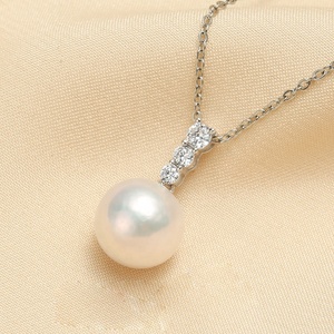 Collier avec pendentif en perle <span class=keywords><strong>blanche</strong></span> en argent sterling S999 de style japonais pour femme, collier sans plomb avec 3 zircons et CZ, bijoux cadeaux en argent - Product Image 5