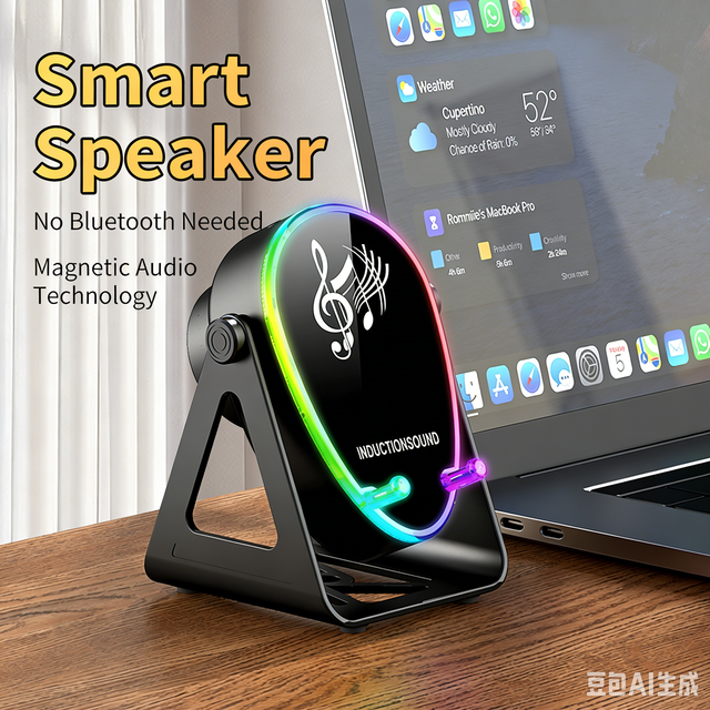H68 Mini Wireless Speaker with RGB Light 180° Rotation USB Charging Multifunction Stereo Sound