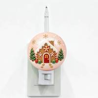 Veilleuse de Noël en forme de maison de pain d'épices, globe LED 3D rotatif, à brancher, pour chambre à coucher et maison (vente en gros)