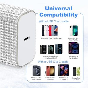 Chargeur USB-C scintillant en cristal 20W à charge rapide pour fille, vente directe - Product Image 4