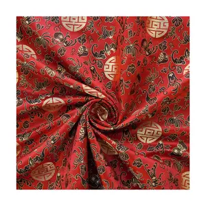 2024 new design elasticless soft jacquard fabric yarn dyed red festive for dress clothing