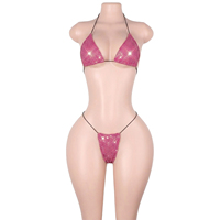 Ensemble de lingerie deux pièces brillant à pois et sequins, soutien-gorge et string à lacets, pour club, tenue de serveuse, adultes, festival, fête, équipement et vêtements
