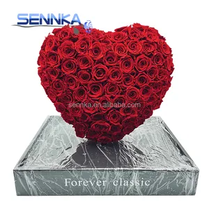 Toptan özelleştirilmiş korunmuş çiçek düzenleme romantik hediye kutusu ebedi korunmuş güller yeni yıl için