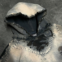 Veste en laine lavée personnalisée DiZNEW, veste à capuche vintage délavée, veste à capuche pour homme et sweat-shirt