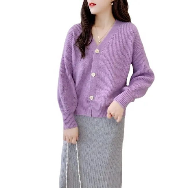 Chest Big Button Sweater Top Selling Women'S French Fashion Winter Coats Soft Cashmere Air Conditional Basic Jacket