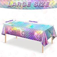 Lot de 3 nappes rectangulaires jetables en plastique holographique irisé effet sirène pour anniversaires de filles, mariages, fêtes et soirées disco