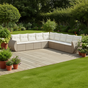 Beige Pe Rattan Outdoor <b>Sofa</b> <b>Set</b> With Powder Coated Steel For Garden Use - Product Image 2