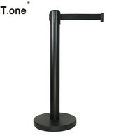 Poteau de délimitation rétractable en acier inoxydable avec revêtement noir en poudre, vente directe usine, durable pour usage intérieur/extérieur