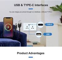 Prise murale intelligente Tuya Smart Home, norme américaine, avec moniteur de consommation d'énergie WiFi, port USB, verre trempé, commande vocale Alexa, contrôle via l'application Smart Life