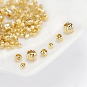 Couvercle de perle striée en laiton 18 carats rempli d'or accessoires de bijoux en gros perles séparées pour la fabrication de bijoux