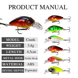 Señuelo Minnow 4.5cm/3.8g Rocker Pequeño y Grueso de Material ABS, Cebo Duro con Anzuelos para Barbel Blanco y Lubina de <span class=keywords><strong>Boca</strong></span> <span class=keywords><strong>Grande</strong></span>, Aparejos de Pesca - Product Image 2