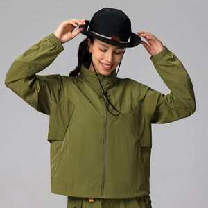 경량 얇은 방수 윈드 브레이커 여성 야외 하이킹 요가 재킷 컨버터블 지퍼 루즈핏 러닝 여행 - Product Image 2