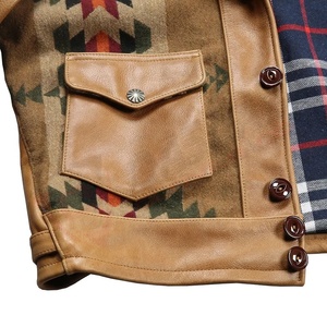 Nouvelle arrivée veste en cuir de mode en cuir de vachette véritable vestes de mode en laine-cuir de taille personnalisée - Product Image 6