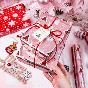 Pink Christmas <b>Wrapping</b> <b>Paper</b> 17x33 Feet Reversible Santa Snowy Forest Design Metallic Foil Gift Wrap - Product Image 4