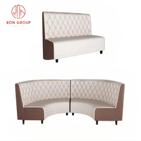 Meubles de salle à manger de café de luxe canapé demi-rond en cuir avec design matelassé ensemble de table et de chaises rondes en marbre commercial
