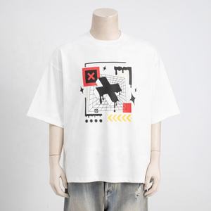 Drop Shoulder Box Fit <b>Tee</b> Shirts Homme Cotton <b>Vintage</b> <b>Tee</b> Shirts With Printed and Embroidery Logo - Product Image 1