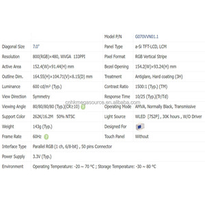 Nuevo Original G070VVN01.1 Resolución de 7 pulgadas 800*480 Pantalla de panel LCD - Product Image 3