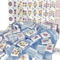 Mahjong américain, motif coccinelle sept étoiles, bleu clair, tuiles transparentes de haute qualité, luxe, résistant à l'eau
