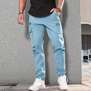 Pantaloni Cargo da jogging Casual sportivi decorati con cerniera in vita da uomo pantaloni della tuta con cerniera in tinta unita intrecciati Plus size - Product Image 6