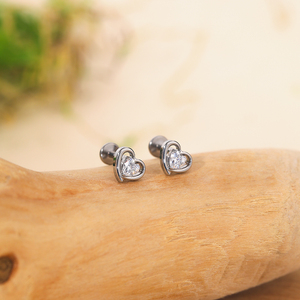 Lingchee titanio cartilagine orecchino a cuore orecchino da donna colore <span class=keywords><strong>argento</strong></span> trago elica Piercing - Product Image 2