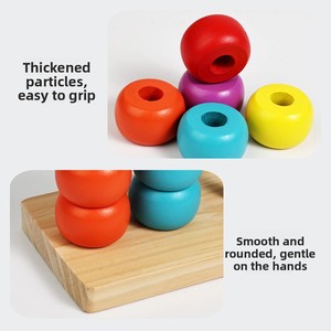 Jouet éducatif <span class=keywords><strong>en</strong></span> <span class=keywords><strong>bois</strong></span> coloré avec perles pour l'apprentissage précoce, abaque pour l'association des couleurs, amusant pour la maternelle et l'éveil des bébés - Product Image 4