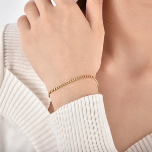 Pulsera de Cadena Cubana Delgada Chapada en Oro de 18K, Joyería Religiosa Clásica de Moda Hecha de Latón, en Oferta - Product Image 3