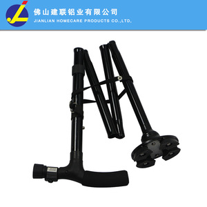 ไม้เท้าอลูมิเนียมอัลลอยด์พร้อมปลายยางปรับระดับได้พับเก็บได้สำหรับผู้สูงอายุเดินป่าใช้กลางแจ้งสีดำ - Product Image 4